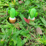 Max 2x Mini Artificial Plants Cute Resin Cactus with Special Can Pot Coffee Bean