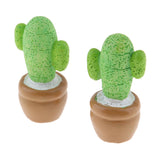 Max 2x Mini Artificial Plants Cute Resin Cactus with Special Can Pot Coffee Bean