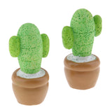 Max 2x Mini Artificial Plants Cute Resin Cactus with Special Can Pot Coffee Bean
