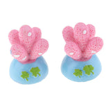 Max 2x Mini Artificial Plants Cute Resin Cactus with Special Can Pot Ruby