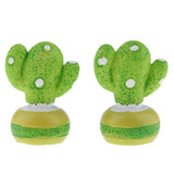 Max 2x Mini Artificial Plants Cute Resin Cactus with Special Can Pot Spotted