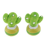 Max 2x Mini Artificial Plants Cute Resin Cactus with Special Can Pot Spotted