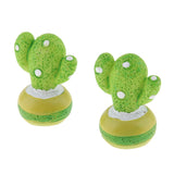 Max 2x Mini Artificial Plants Cute Resin Cactus with Special Can Pot Spotted