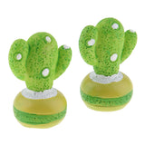 Max 2x Mini Artificial Plants Cute Resin Cactus with Special Can Pot Spotted