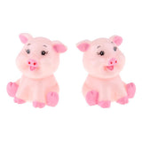 Max 2x Cartoon Artificial Animals, Animal Statue Desk Table Decor Pink Pig