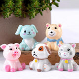 Max 2x Cartoon Artificial Animals, Animal Statue Desk Table Decor Pink Pig