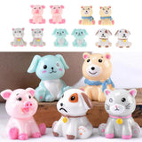 Max 2x Cartoon Artificial Animals, Animal Statue Desk Table Decor Pink Pig