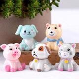 Max 2x Cartoon Artificial Animals, Animal Statue Desk Table Decor Blue Rabbit
