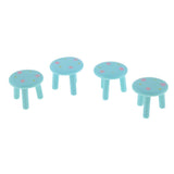 Max Resin Craft Miniature Chairs Figurine Micro Landscape Blue Floral L