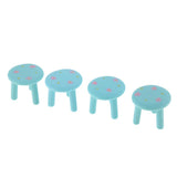 Max Resin Craft Miniature Chairs Figurine Micro Landscape Blue Floral L