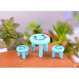 Max Resin Craft Miniature Chairs Figurine Micro Landscape Blue Smiling Face L