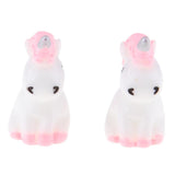 Max 2Pcs Mini Resin Cute Unicorn Statues Miniature Fairy Garden Ornaments Pink