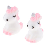 Max 2Pcs Mini Resin Cute Unicorn Statues Miniature Fairy Garden Ornaments Pink