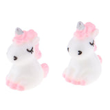 Max 2Pcs Mini Resin Cute Unicorn Statues Miniature Fairy Garden Ornaments Pink