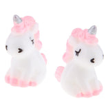 Max 2Pcs Mini Resin Cute Unicorn Statues Miniature Fairy Garden Ornaments Pink