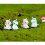 Max 2Pcs Mini Resin Cute Unicorn Statues Miniature Fairy Garden Ornaments Pink