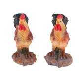 Max 2Pcs Miniature Hens Roosters Figurines Terrarium Bonsai Garden Decor Rooster