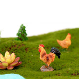 Max 2Pcs Miniature Hens Roosters Figurines Terrarium Bonsai Garden Decor Rooster