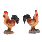 Max 2Pcs Miniature Hens Roosters Figurines Terrarium Bonsai Garden Decor Rooster