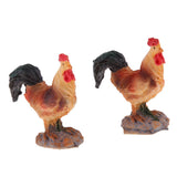 Max 2Pcs Miniature Hens Roosters Figurines Terrarium Bonsai Garden Decor Rooster