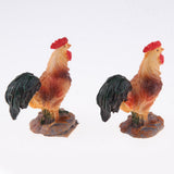 Max 2Pcs Miniature Hens Roosters Figurines Terrarium Bonsai Garden Decor Rooster