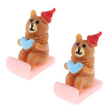 Max 2x Miniature Fairy Garden Dollhouse Christmas Ornament Santa Bear