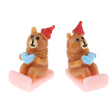 Max 2x Miniature Fairy Garden Dollhouse Christmas Ornament Santa Bear