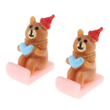 Max 2x Miniature Fairy Garden Dollhouse Christmas Ornament Santa Bear