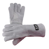 Max 1 Pairs Welding Protective Gloves Welder Gauntlet Flame Resistant Light Grey