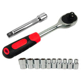 Max 12pcs 1/2" 3/8" 1/4" Ratchet Socket Wrench Set Repair Tools 0.25 inch 12pcs