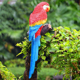 Max Resin Craft Realistic Parrot Birds Ornament Plant Hanging Look Left Red