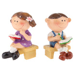 Max 1 Pair Resin Dolls for Garden Flower Pot Bonsai Lawn Decor Yellow Chair