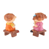 Max 1 Pair Resin Dolls for Garden Flower Pot Bonsai Lawn Decor Brown Chair