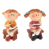 Max 1 Pair Resin Dolls for Garden Flower Pot Bonsai Lawn Decor Brown Chair