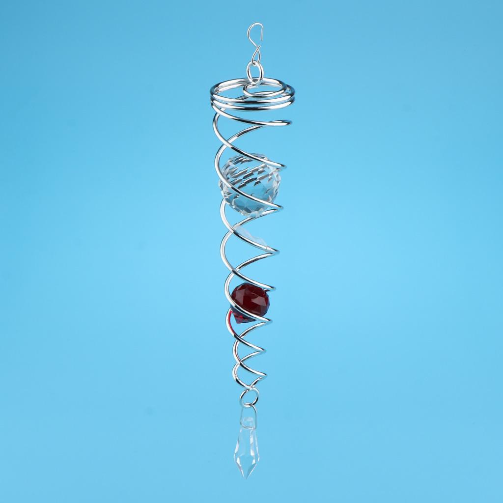Max 7.5Crystal Spiral Twister Wind Twister Spinner for Indoor Outdoor Use Red