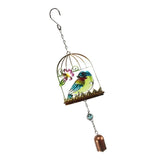 Max Birdcage Iron Craft Bird Wall Hanging Wind Chime Statue Decorative Blue
