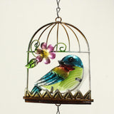 Max Birdcage Iron Craft Bird Wall Hanging Wind Chime Statue Decorative Blue