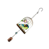 Max Birdcage Iron Craft Bird Wall Hanging Wind Chime Statue Decorative Blue