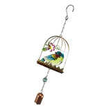 Max Birdcage Iron Craft Bird Wall Hanging Wind Chime Statue Decorative Blue