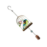 Max Birdcage Iron Craft Bird Wall Hanging Wind Chime Statue Decorative Blue