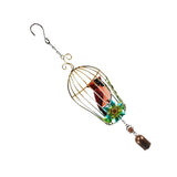 Max Birdcage Iron Craft Bird Wall Hanging Wind Chime Statue Garden Decor Red