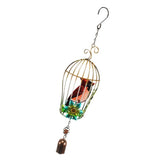 Max Birdcage Iron Craft Bird Wall Hanging Wind Chime Statue Garden Decor Red