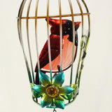 Max Birdcage Iron Craft Bird Wall Hanging Wind Chime Statue Garden Decor Red