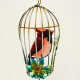 Max Birdcage Iron Craft Bird Wall Hanging Wind Chime Statue Garden Decor Red