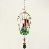 Max Birdcage Iron Craft Bird Wall Hanging Wind Chime Statue Garden Decor Red