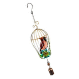 Max Birdcage Iron Craft Bird Wall Hanging Wind Chime Statue Garden Decor Red