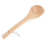 Max 15in Straight Long Handle Wooden Spoon Wooden Sauna Ladle Kitchen Soup Spoon