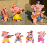 Max Miniature Dollhouse Bonsai Craft Garden Landscape Resin Pig Decor Play the Violin Pig