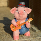 Max Miniature Dollhouse Bonsai Craft Garden Landscape Resin Pig Decor Play Guitar Pig