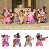 Max Miniature Dollhouse Bonsai Craft Garden Landscape Resin Pig Decor Play the Violin B